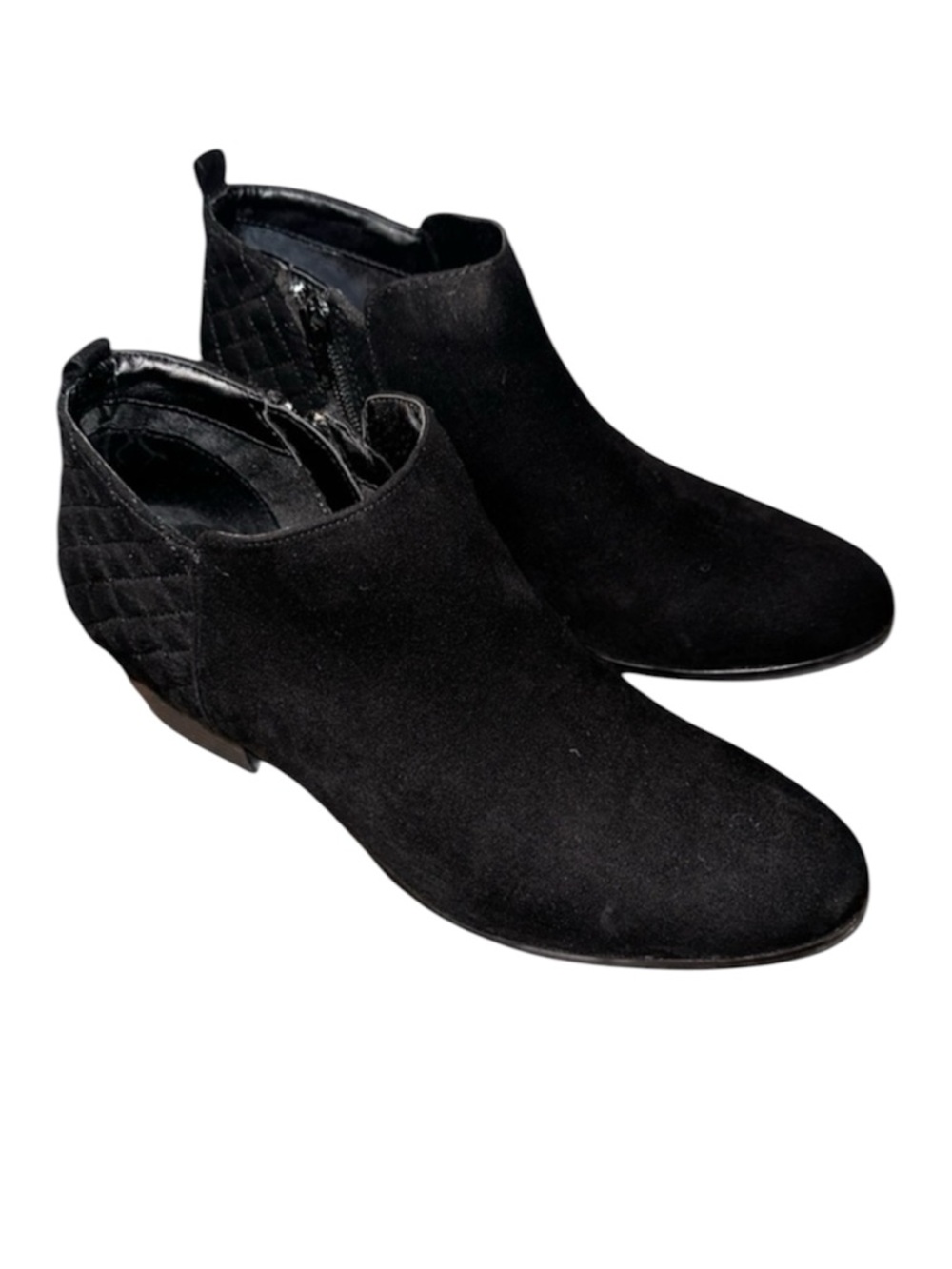 Style & Co Wessley Black Faux Suede Ankle Boot Low Stacked Heel Women’s Size 8